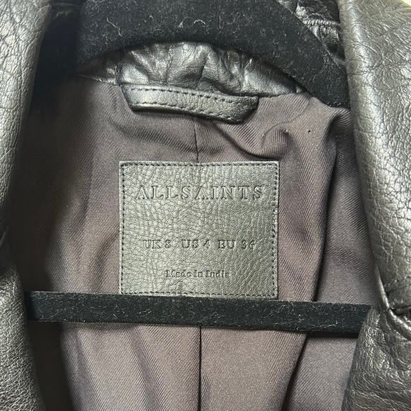 Allsaints Hadi Biker leather jacket sz 4 | black moto jacket EUC - Picture 2 of 16